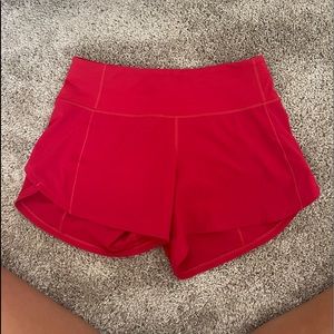 Red lululemon shorts